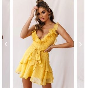 Selfie Leslie Erin ruffle dress Mustard